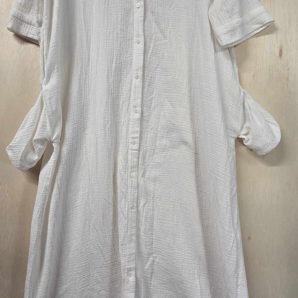 Chico's White Cotton Gauze Button Front Maxi Shirt Dress Womens Size 3 US 16/18 - Picture 6 of 15